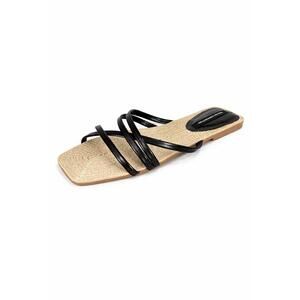 French Connection Black Strappy Flat Sandals Square Toe Slide Women’s US 8.5 NWB